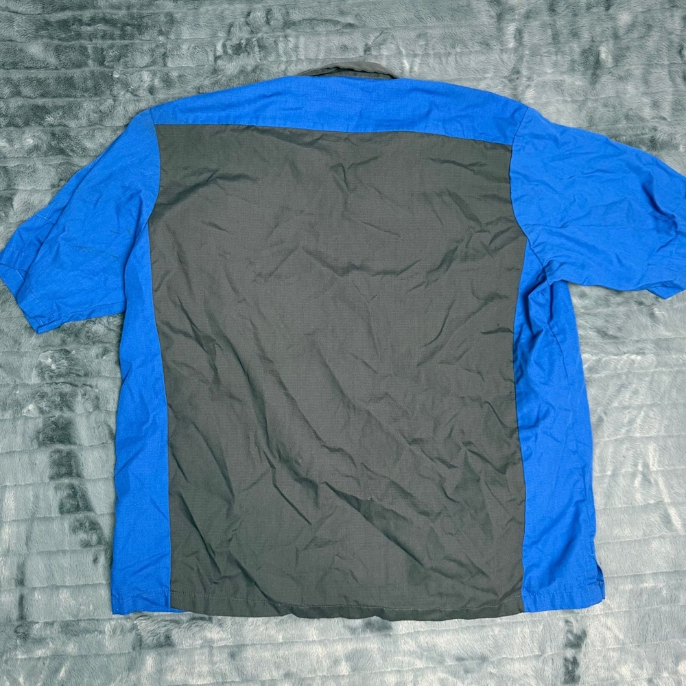 UniFirst UniWeave Mens Mechanic Work Shirt 18.5 Grey Blue Express Oil Change - Picture 7 of 9